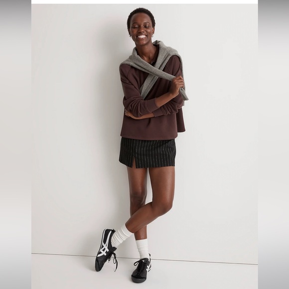 Madewell Betterterry Polo Sweatshirt in Chocolate Raisin (XXS) - Picture 3 of 13